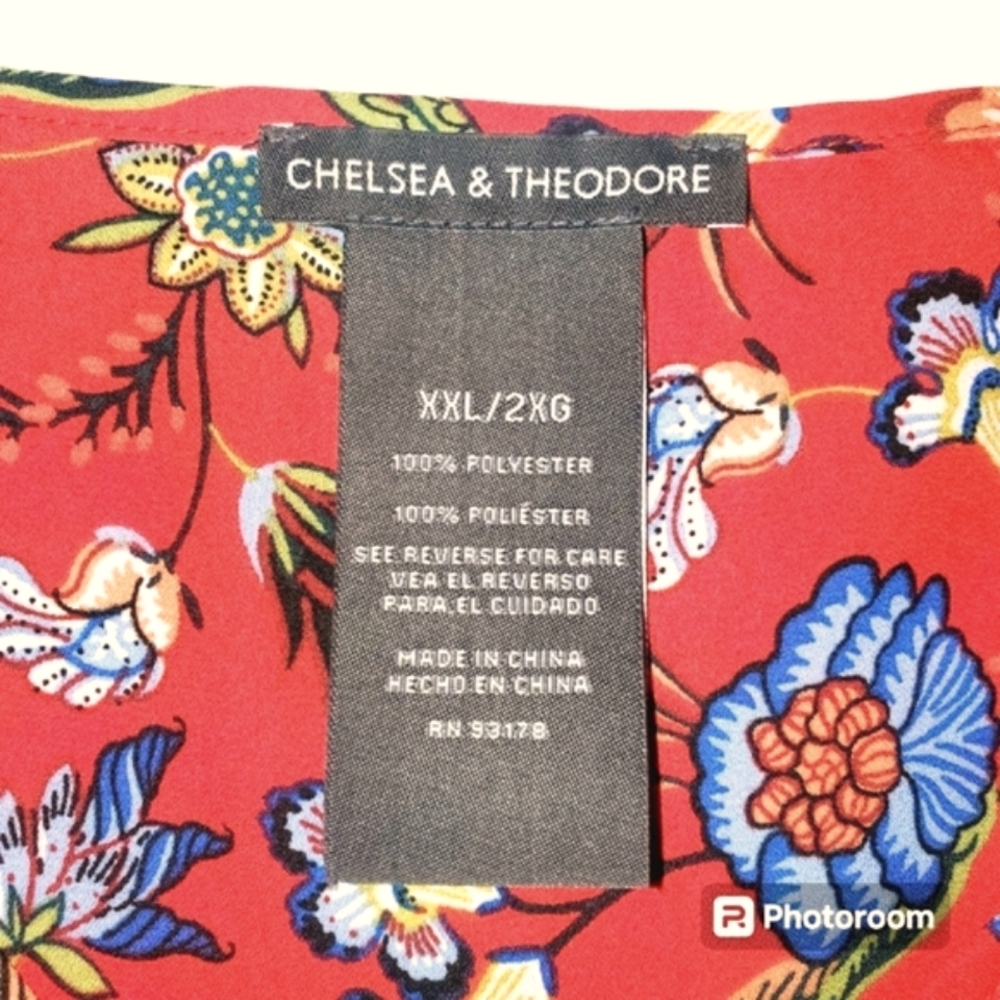 🔥Chelsea & Theodore Long Sleeve Floral Women's Blouse Size XXL - Picture 7 of 8